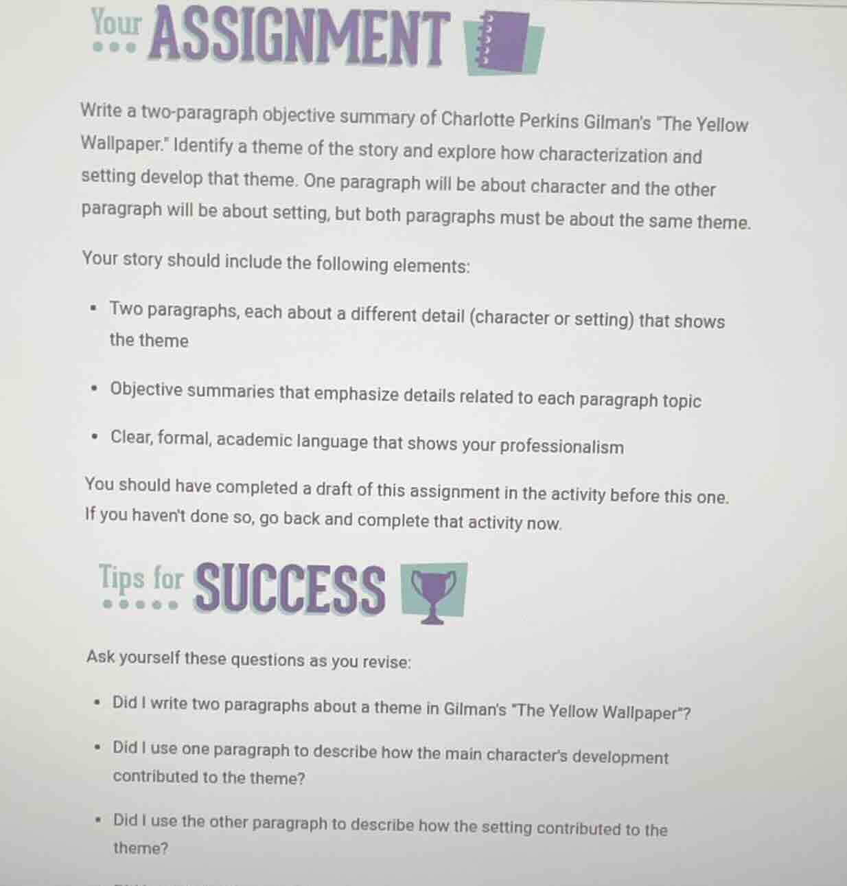 your assignment write a two-paragraph objective summary of charlotte pe…