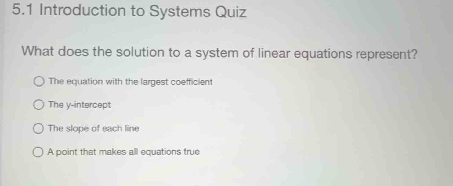 5.1 introduction to systems quiz what does the solution to a system of …