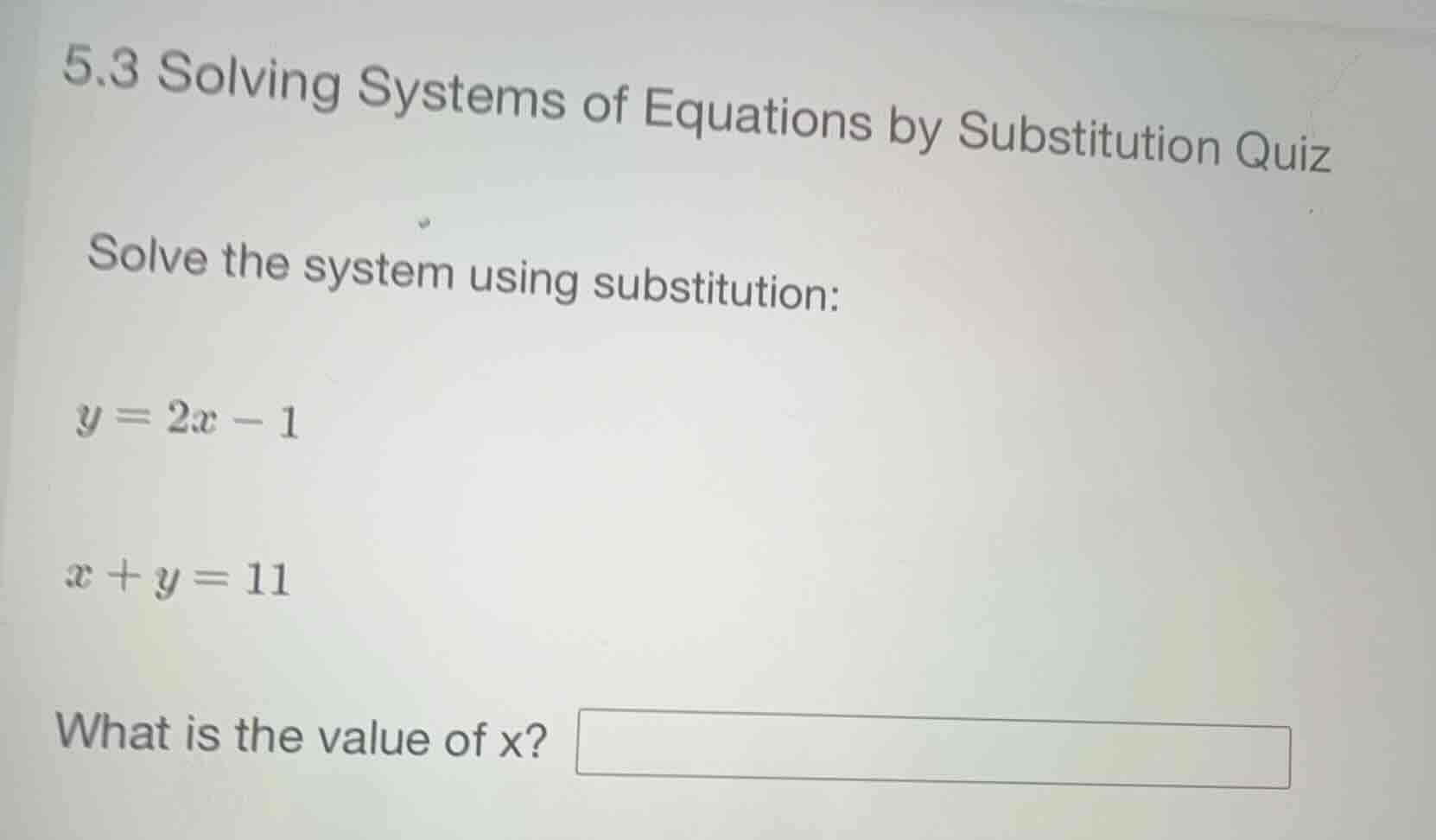 5.3 solving systems of equations by substitution quiz solve the system …