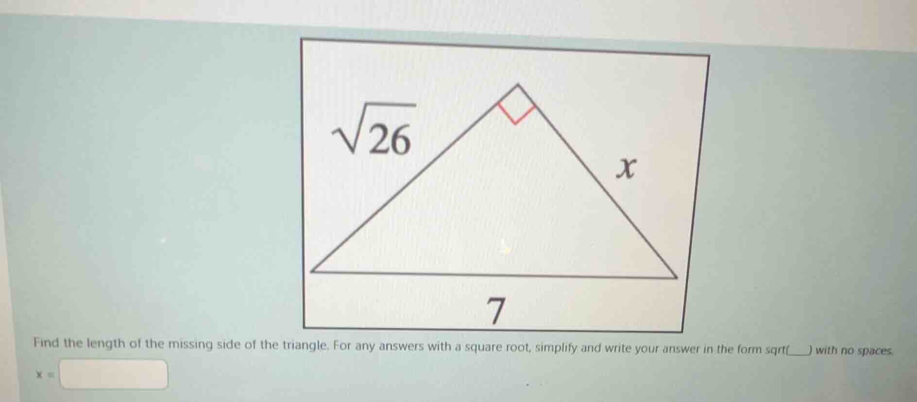 find the length of the missing side of the triangle. for any answers wi…