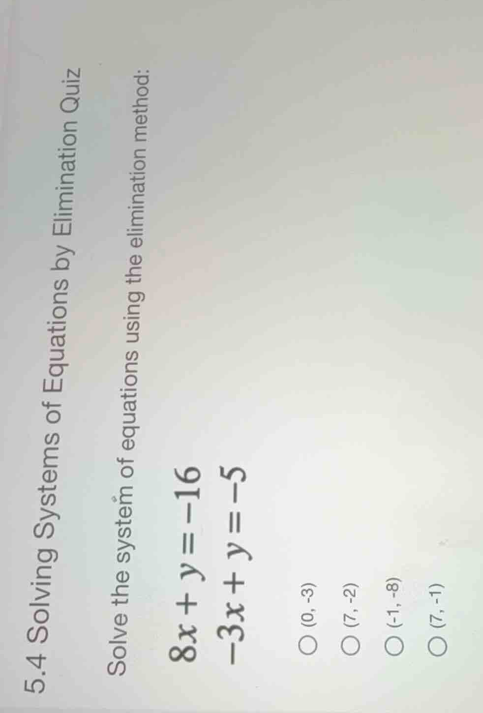 5.4 solving systems of equations by elimination quiz solve the system o…