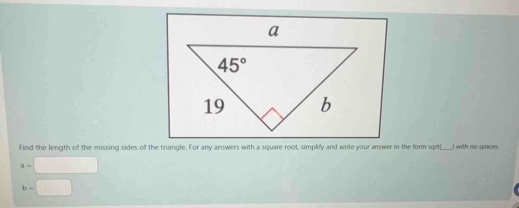 find the length of the missing sides of the triangle. for any answers w…