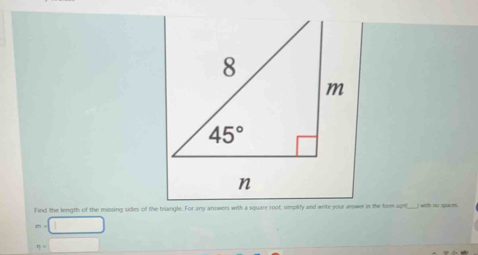 find the length of the missing sides of the triangle. for any answers w…