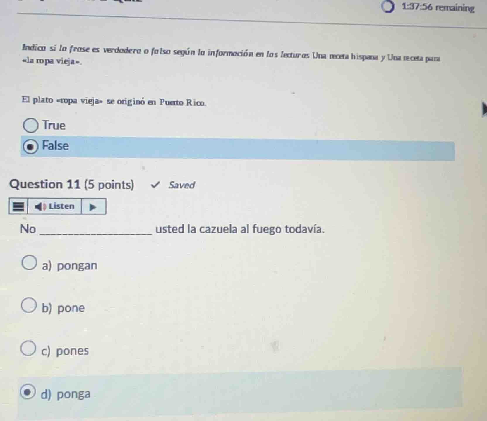 indica si la frase es verdadera o falsa según la información en las lec…