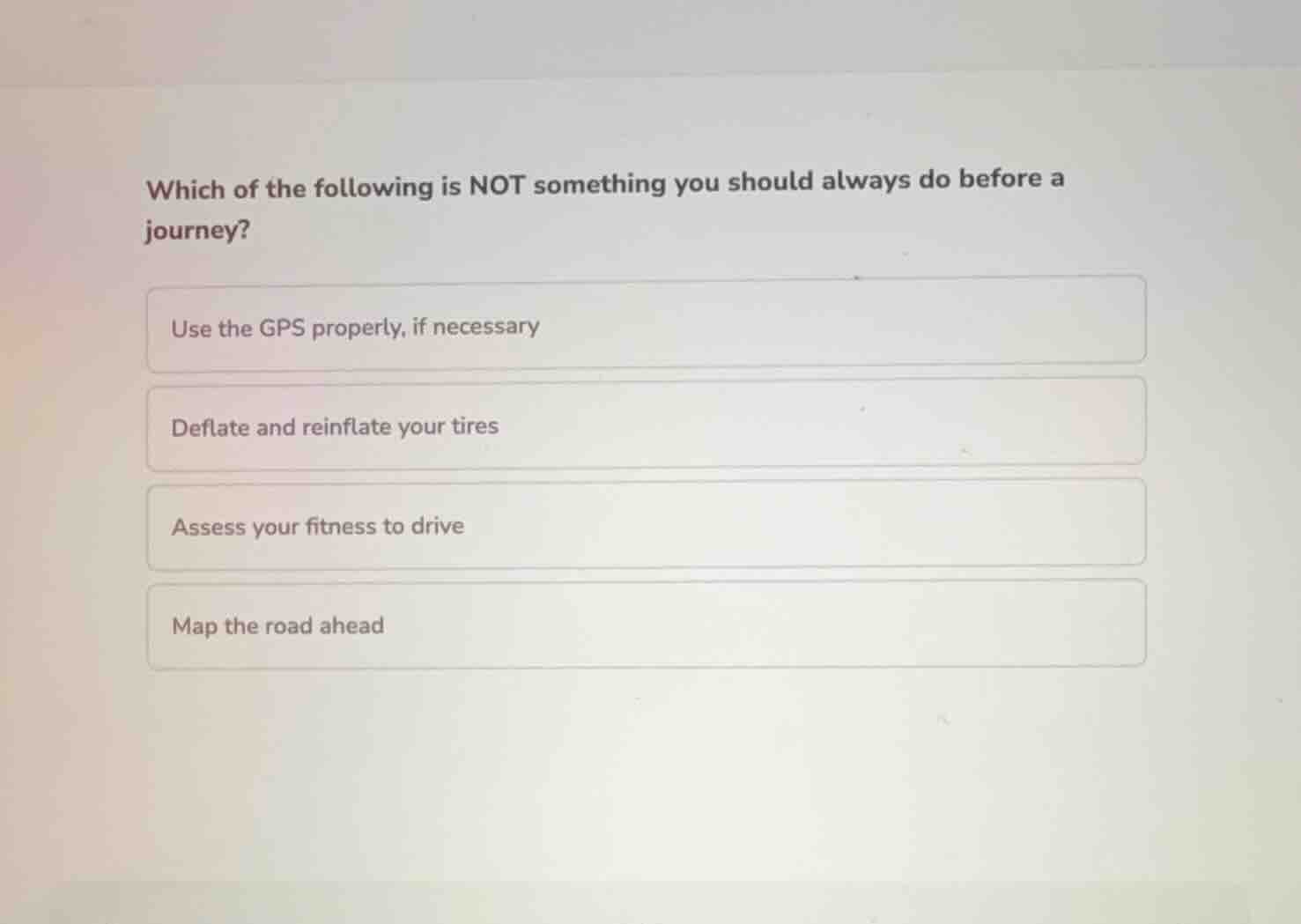 which of the following is not something you should always do before a j…