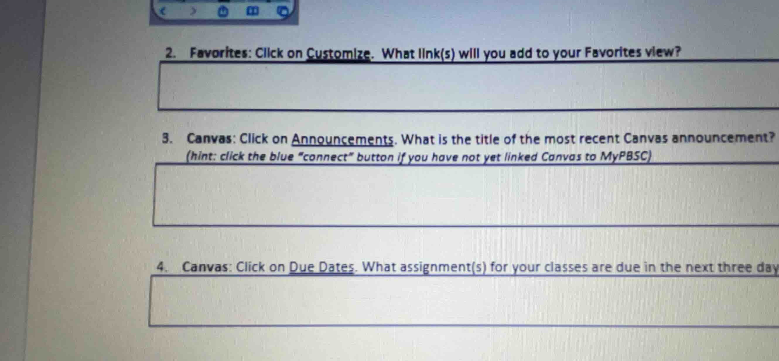 2. favorites: click on customize. what link(s) will you add to your fav…