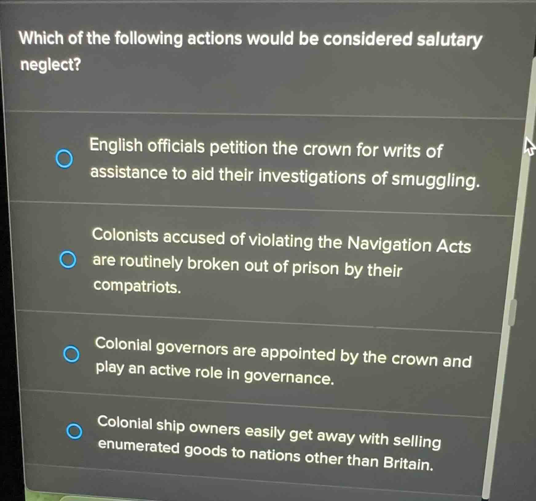 which of the following actions would be considered salutary neglect? en…