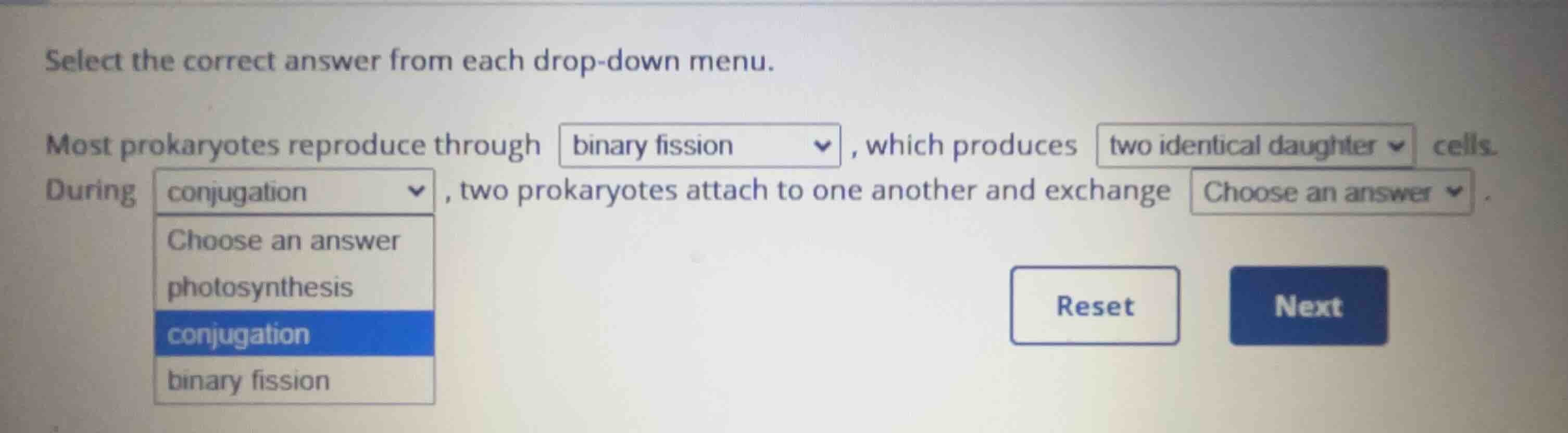 select the correct answer from each drop-down menu. most prokaryotes re…
