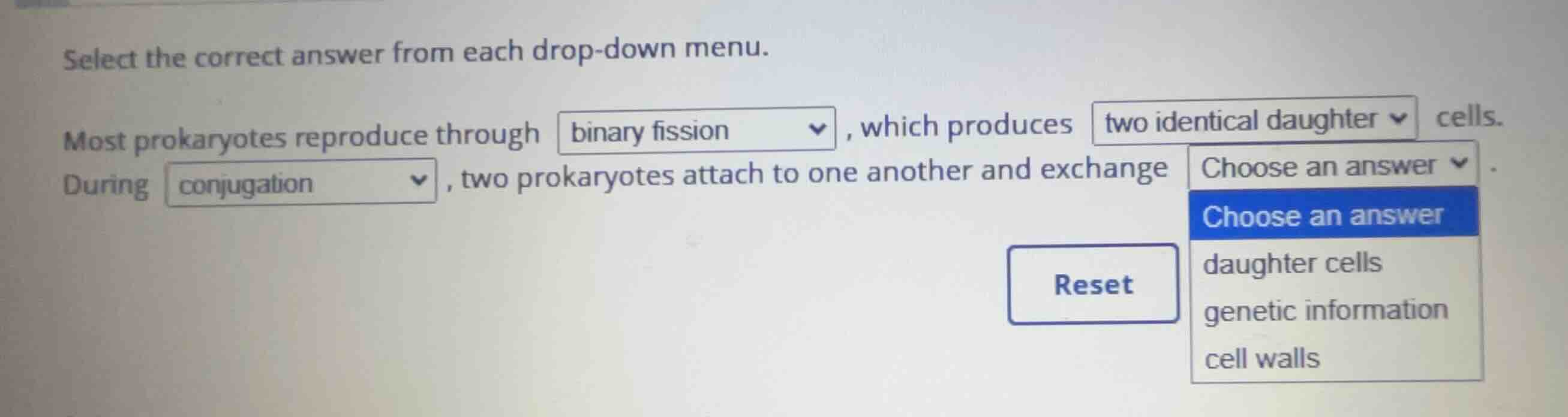 select the correct answer from each drop-down menu. most prokaryotes re…