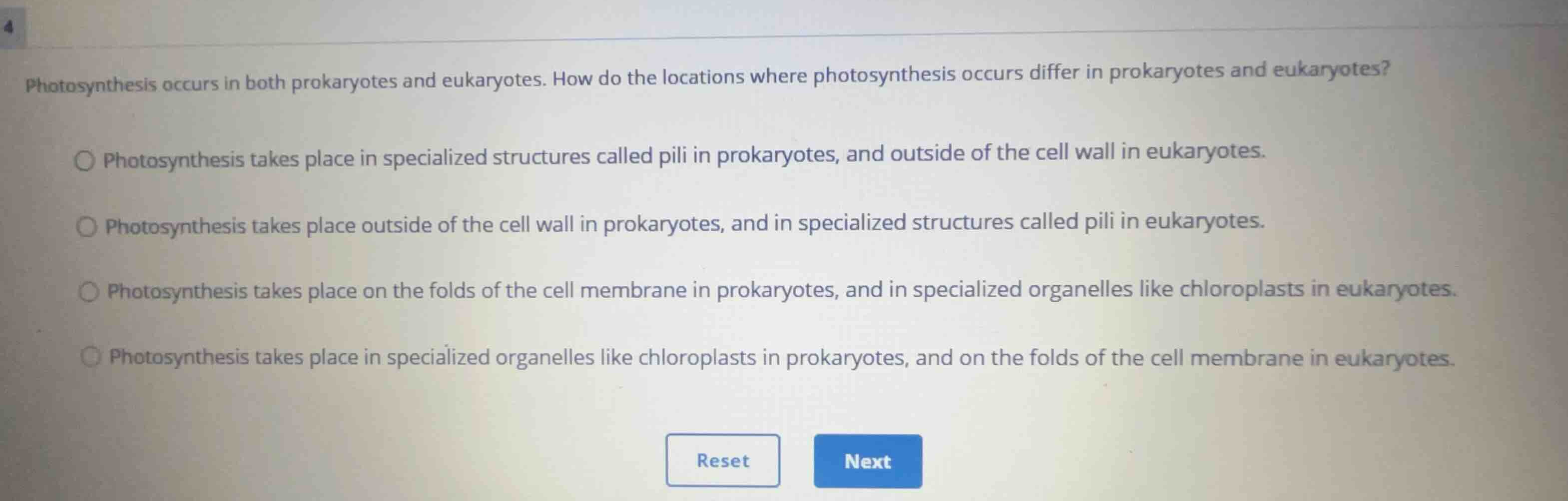 photosynthesis occurs in both prokaryotes and eukaryotes. how do the lo…