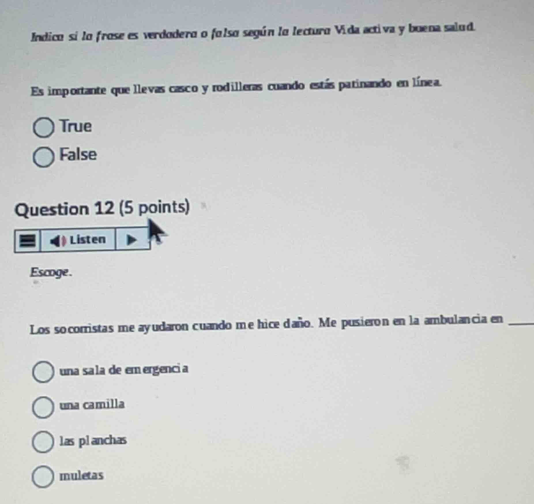 indica si la frase es verdadera o falsa según la lectura vida activa y …