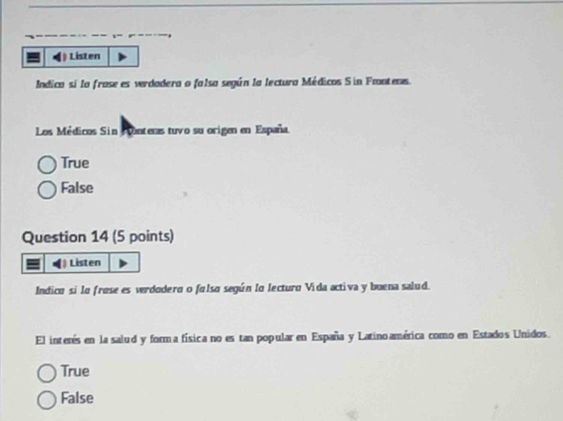 indica si la frase es verdadera o falsa según la lectura médicos sin fr…