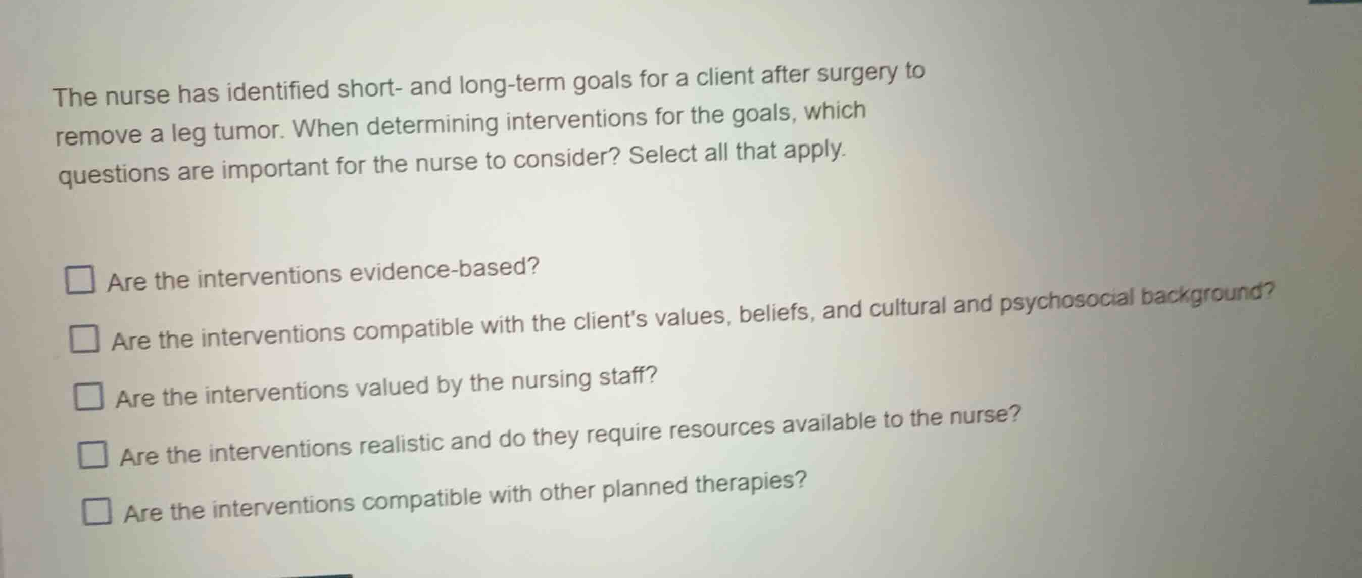 the nurse has identified short- and long-term goals for a client after …