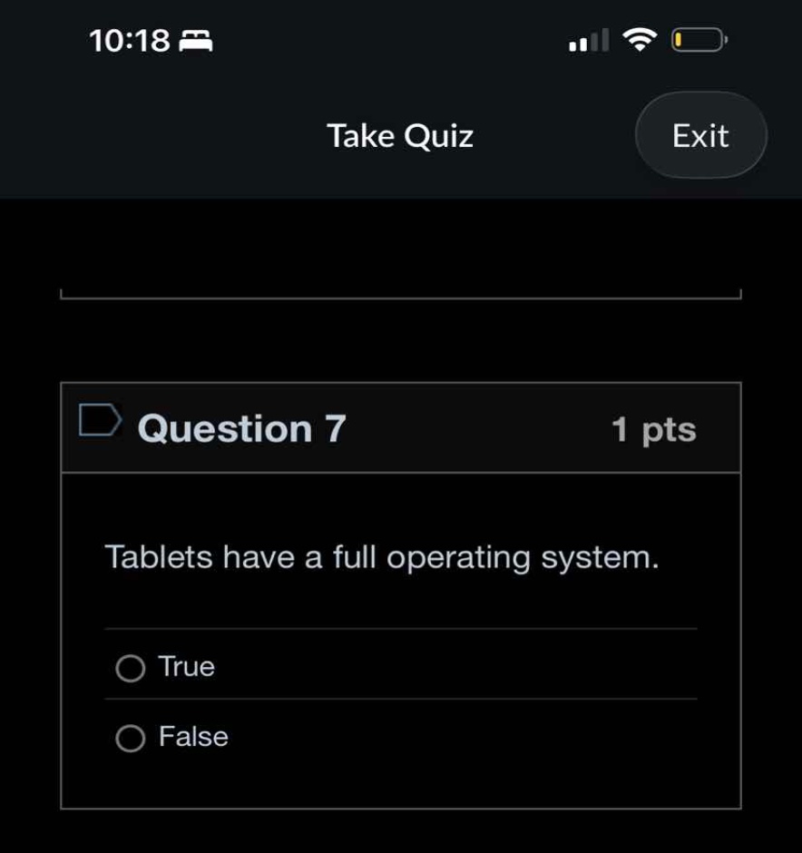 tablets have a full operating system. true false