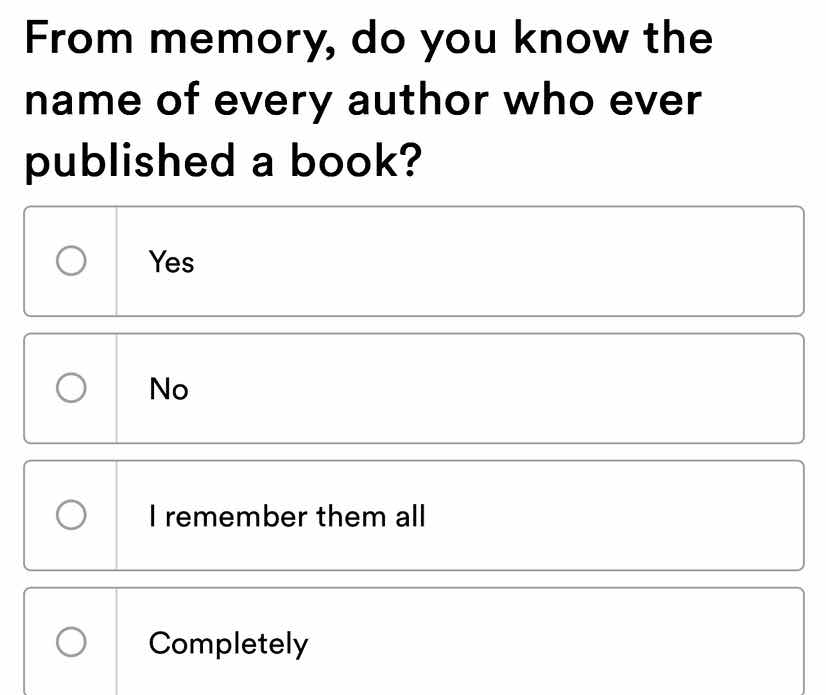 from memory, do you know the name of every author who ever published a …