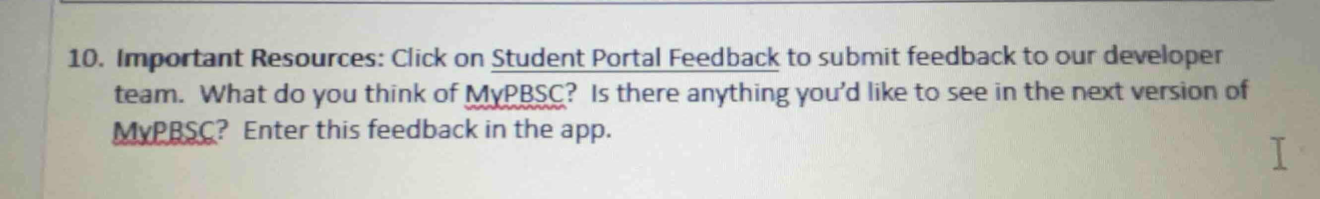 10. important resources: click on student portal feedback to submit fee…