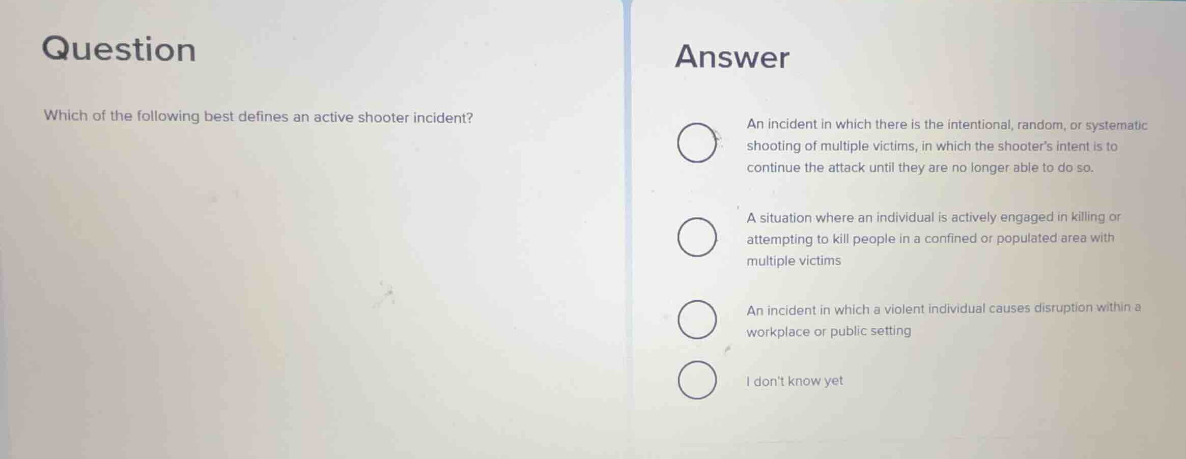 which of the following best defines an active shooter incident? an inci…