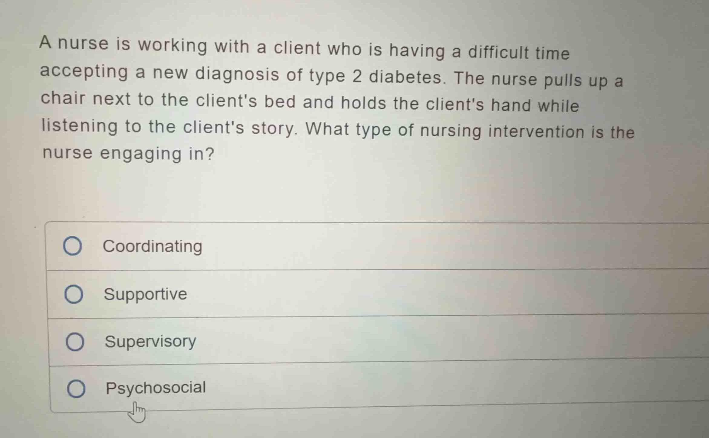 a nurse is working with a client who is having a difficult time accepti…