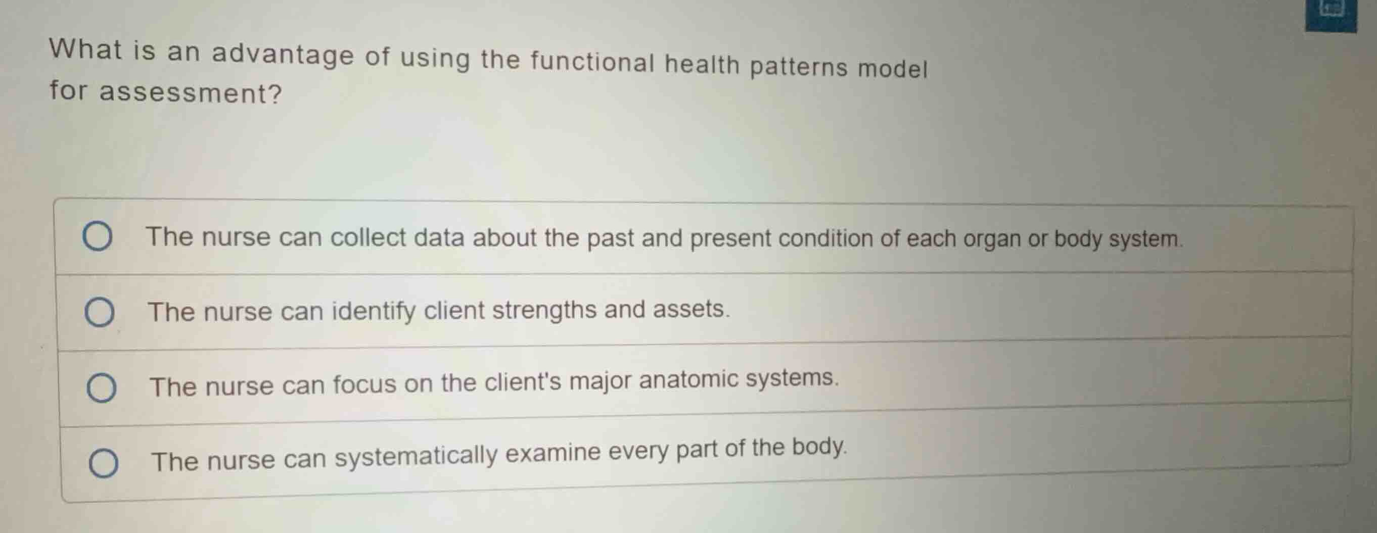 what is an advantage of using the functional health patterns model for …