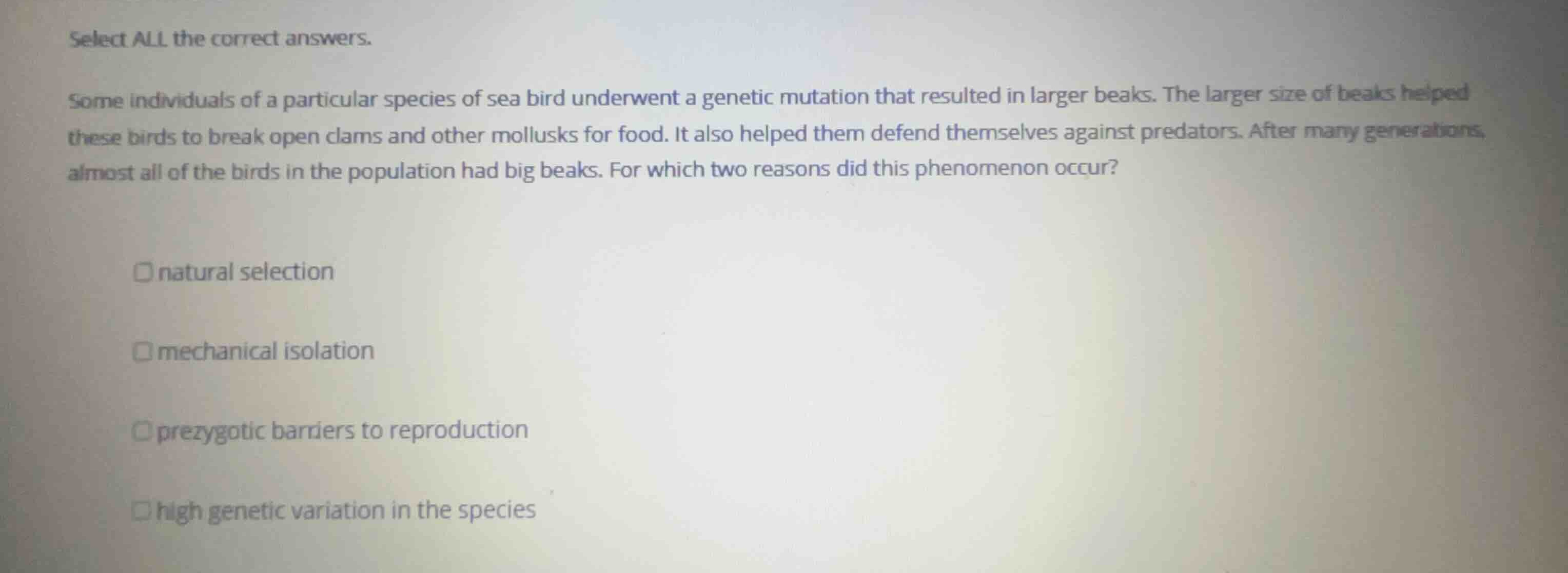 select all the correct answers. some individuals of a particular specie…