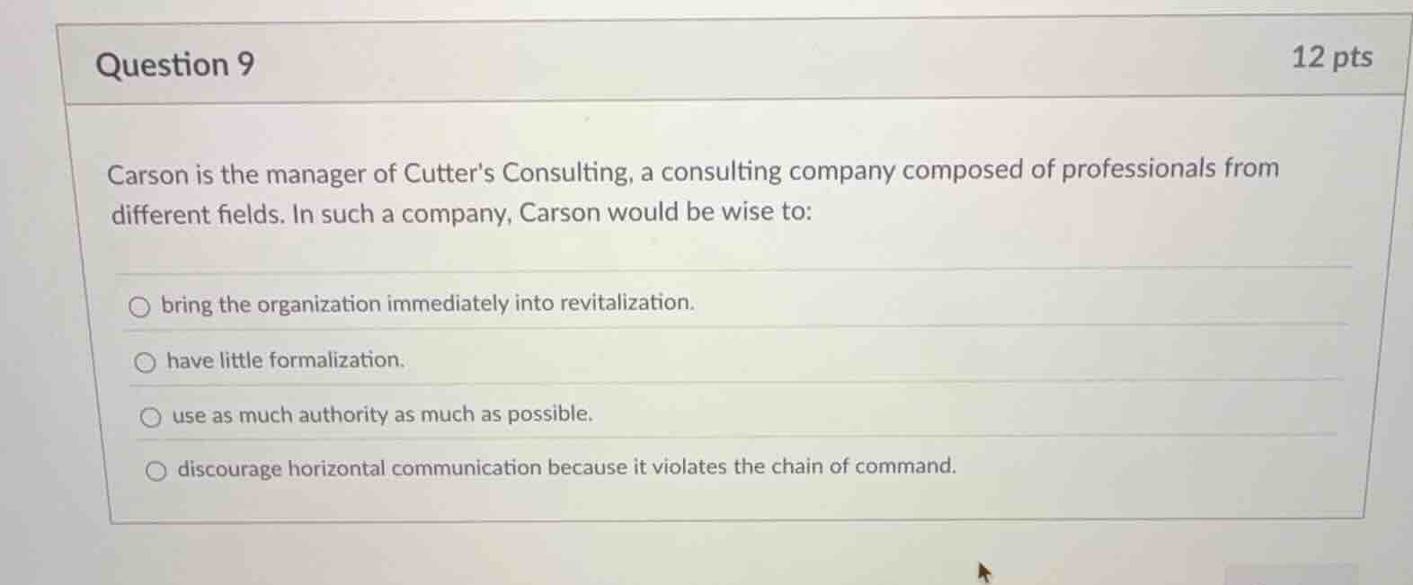 question 9 12 pts carson is the manager of cutters consulting, a consul…