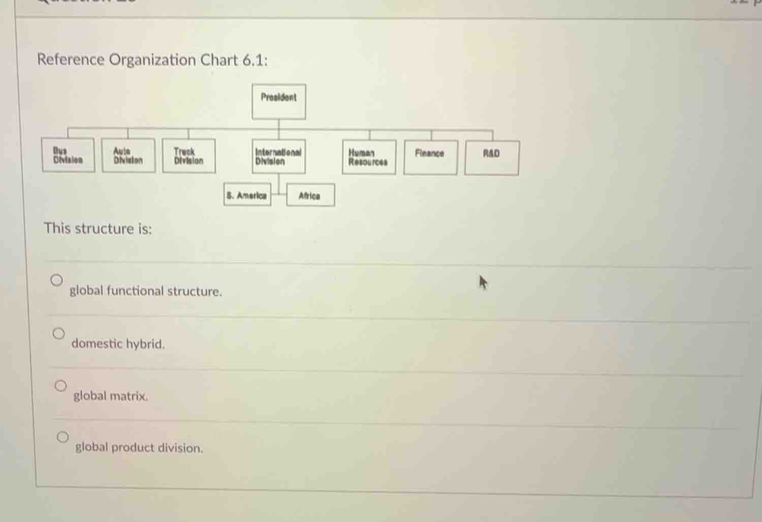 reference organization chart 6.1: this structure is: global functional …