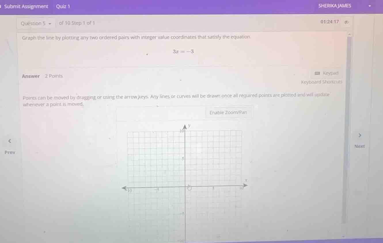 graph the line by plotting any two ordered pairs with integer value coo…