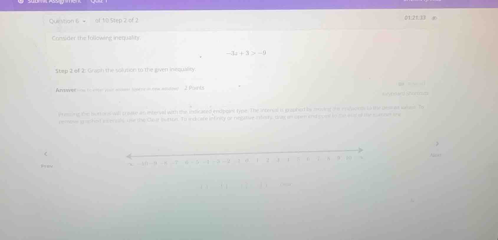 consider the following inequality: \\-3z + 3 > -9\\ step 2 of 2: graph …