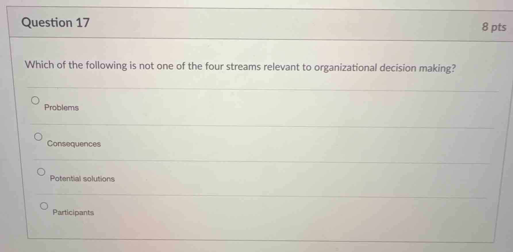 question 17 8 pts which of the following is not one of the four streams…
