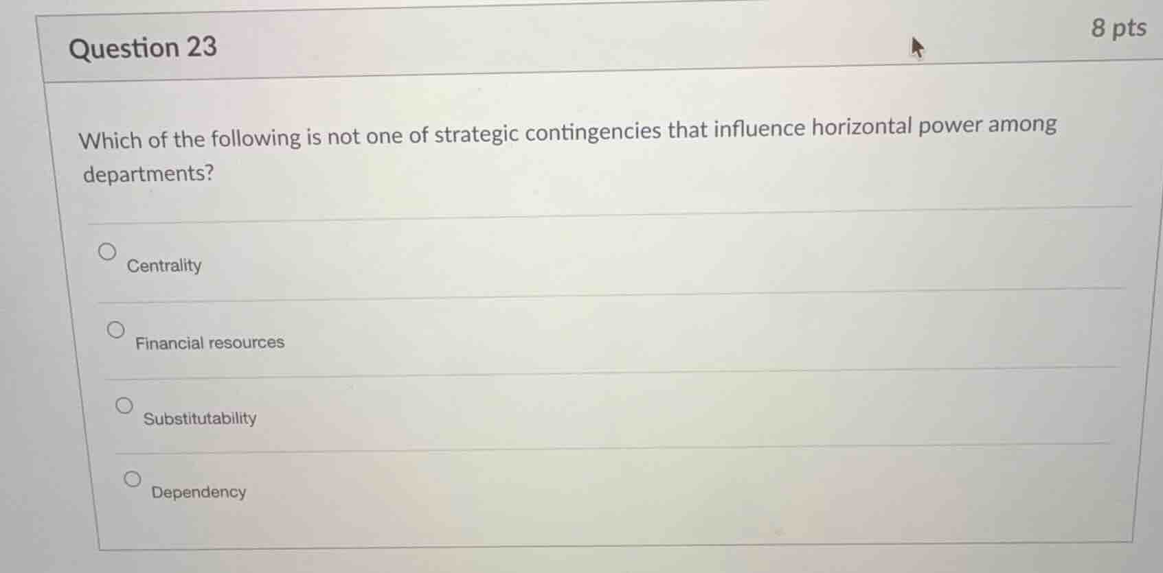 question 23 which of the following is not one of strategic contingencie…