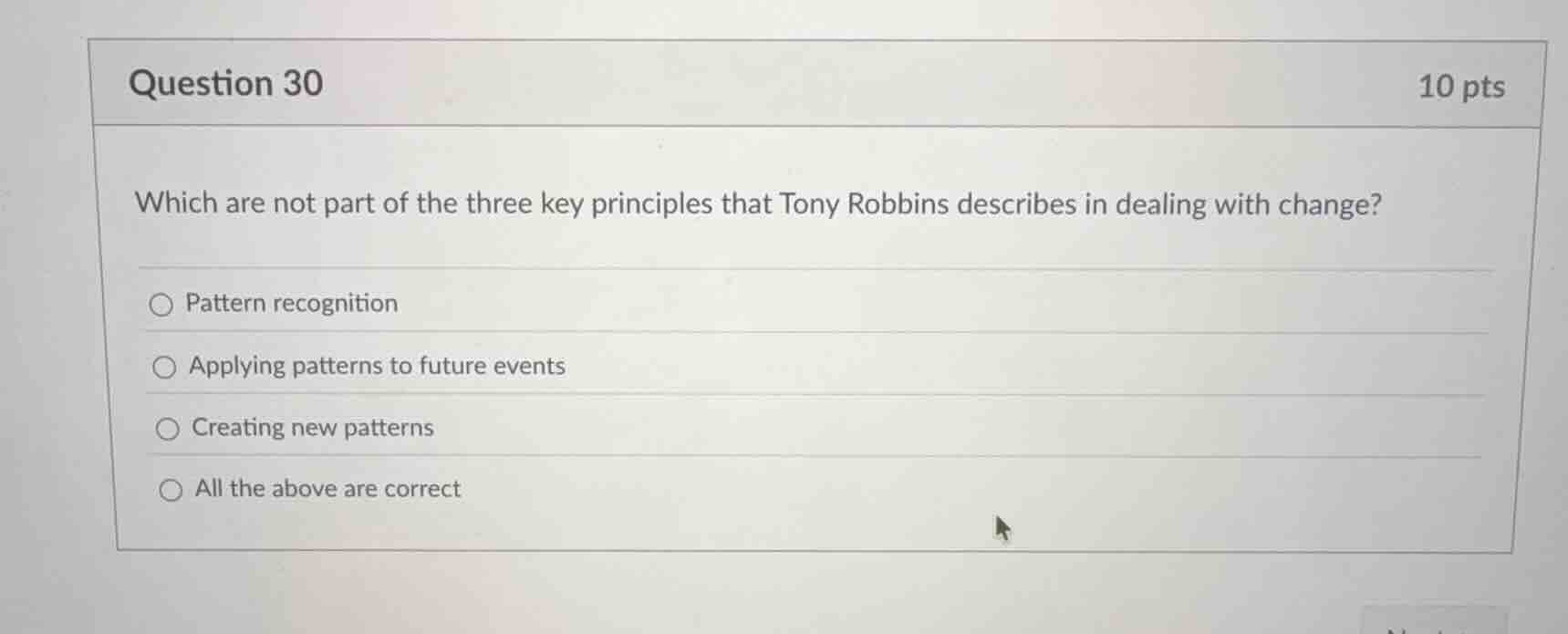 question 30 10 pts which are not part of the three key principles that …