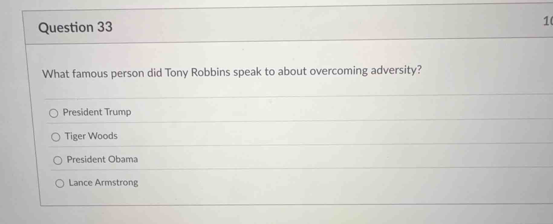 question 33 what famous person did tony robbins speak to about overcomi…