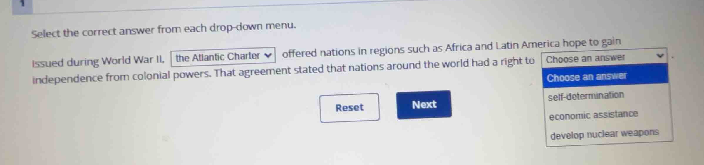 select the correct answer from each drop-down menu. issued during world…