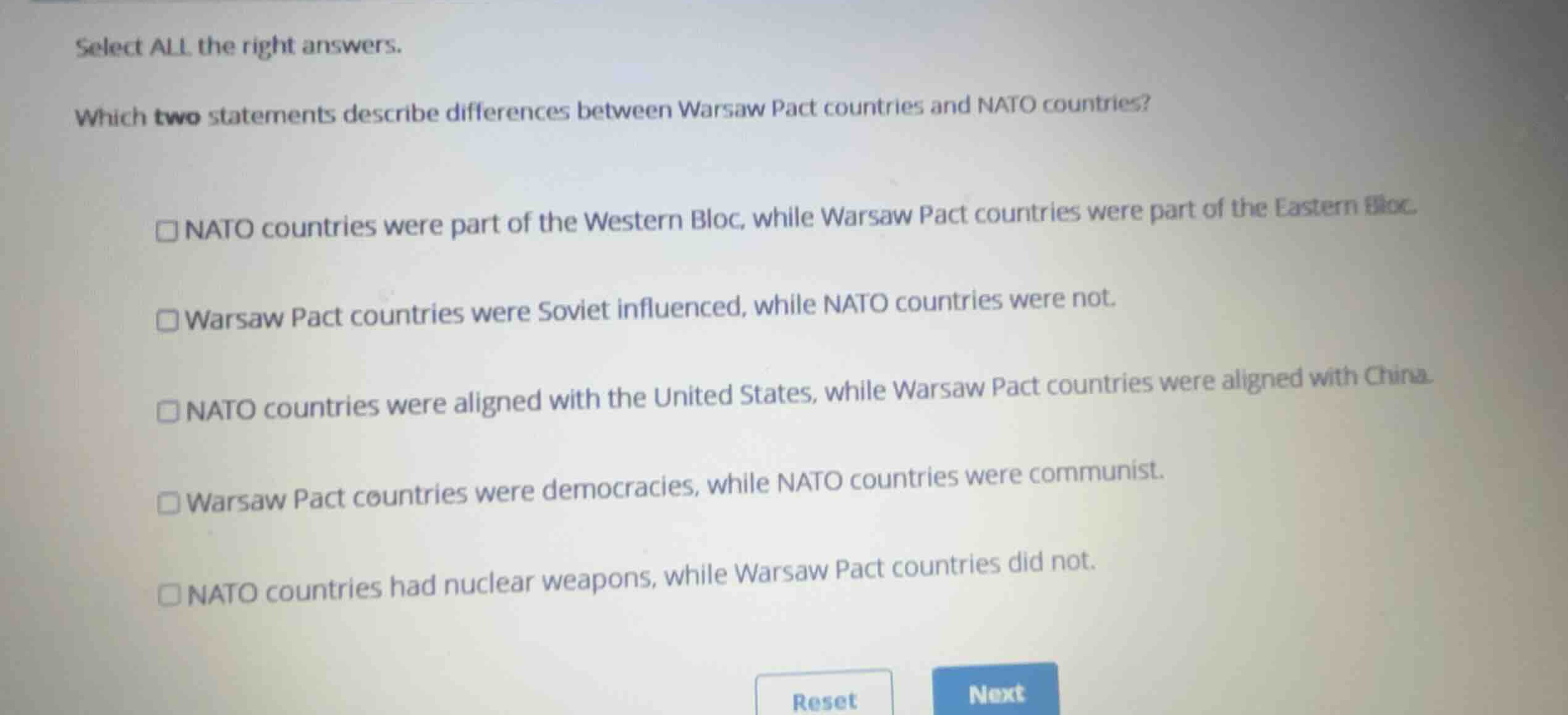 select all the right answers. which two statements describe differences…