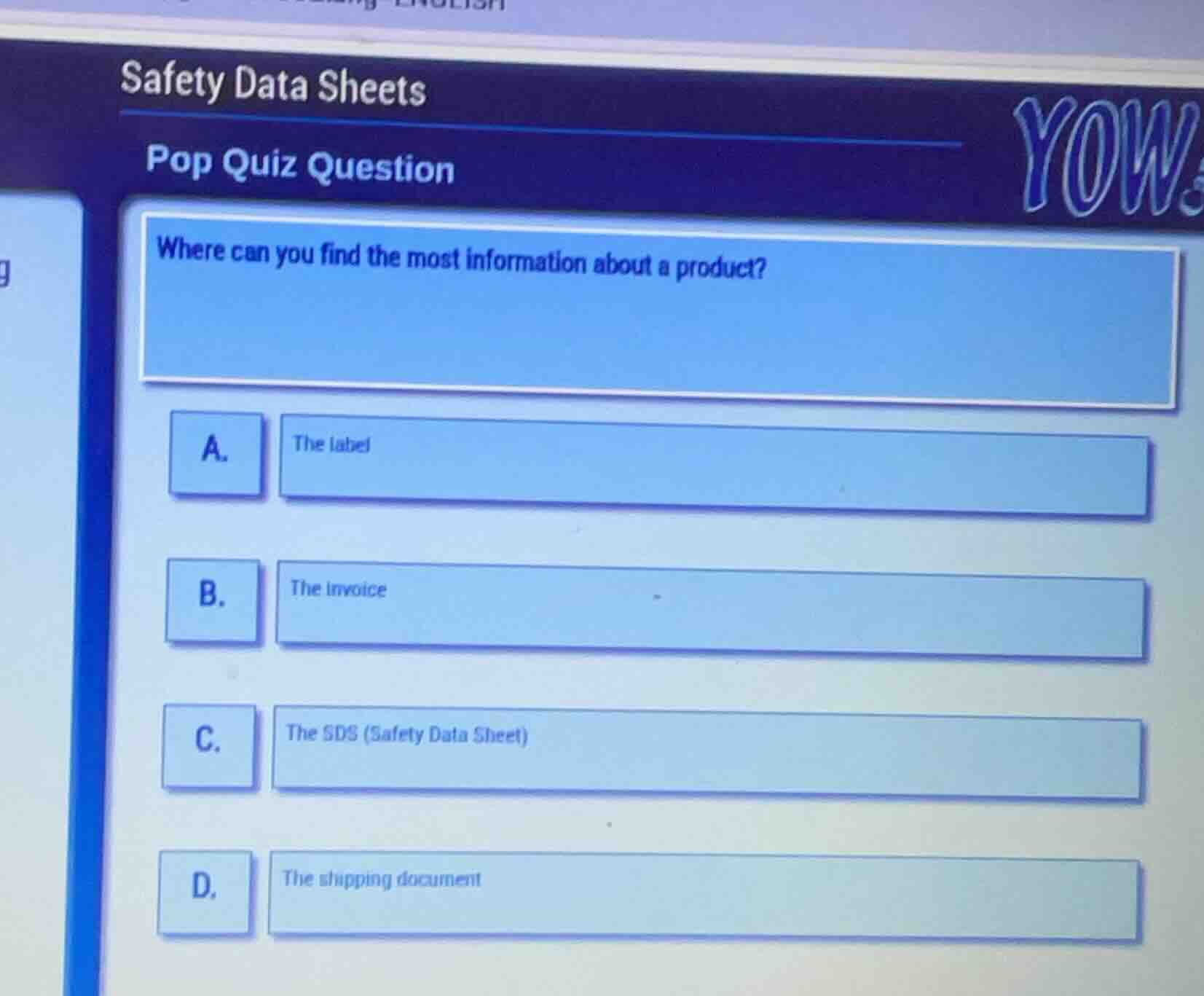 safety data sheets pop quiz question where can you find the most inform…