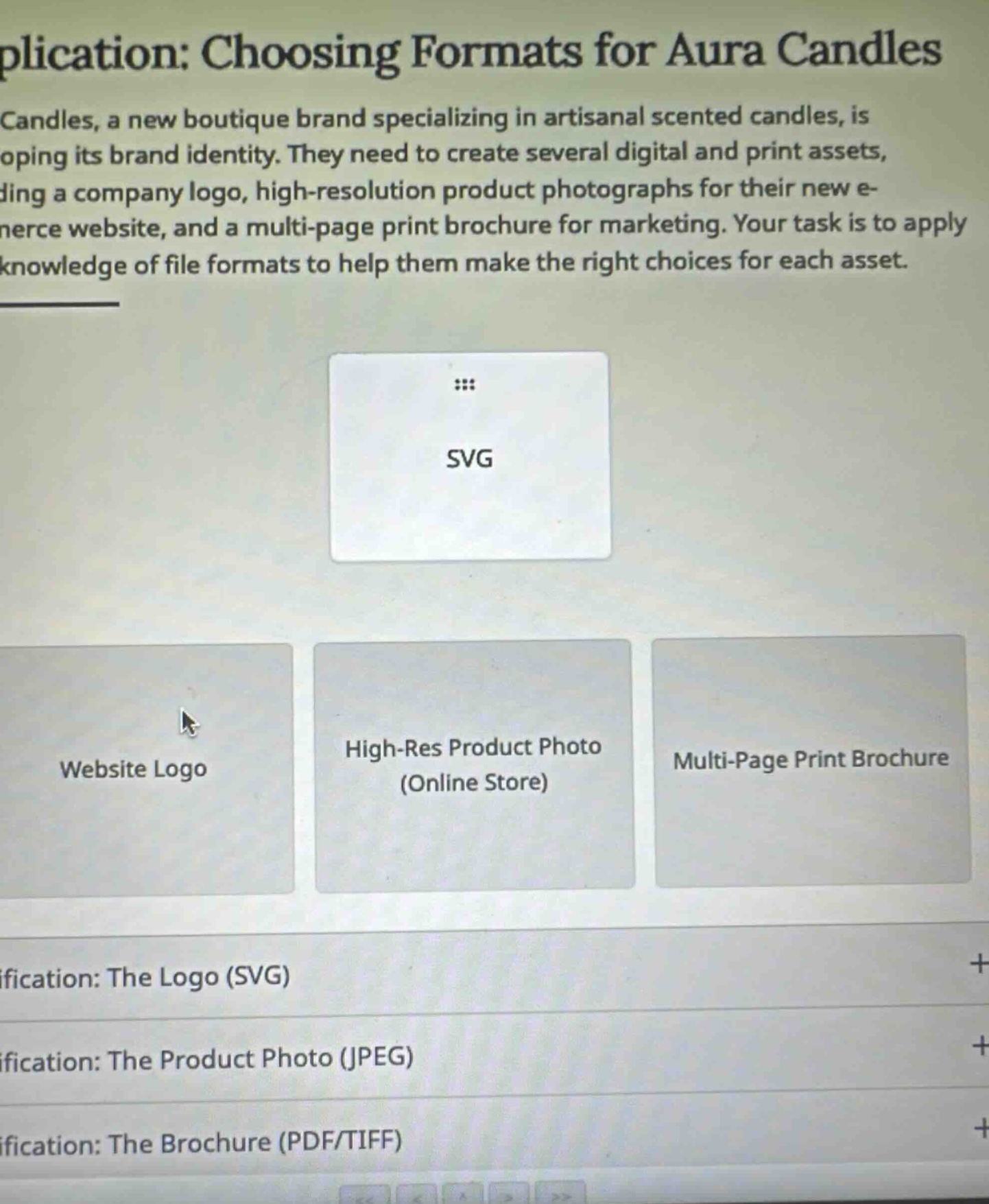application: choosing formats for aura candles candles, a new boutique …