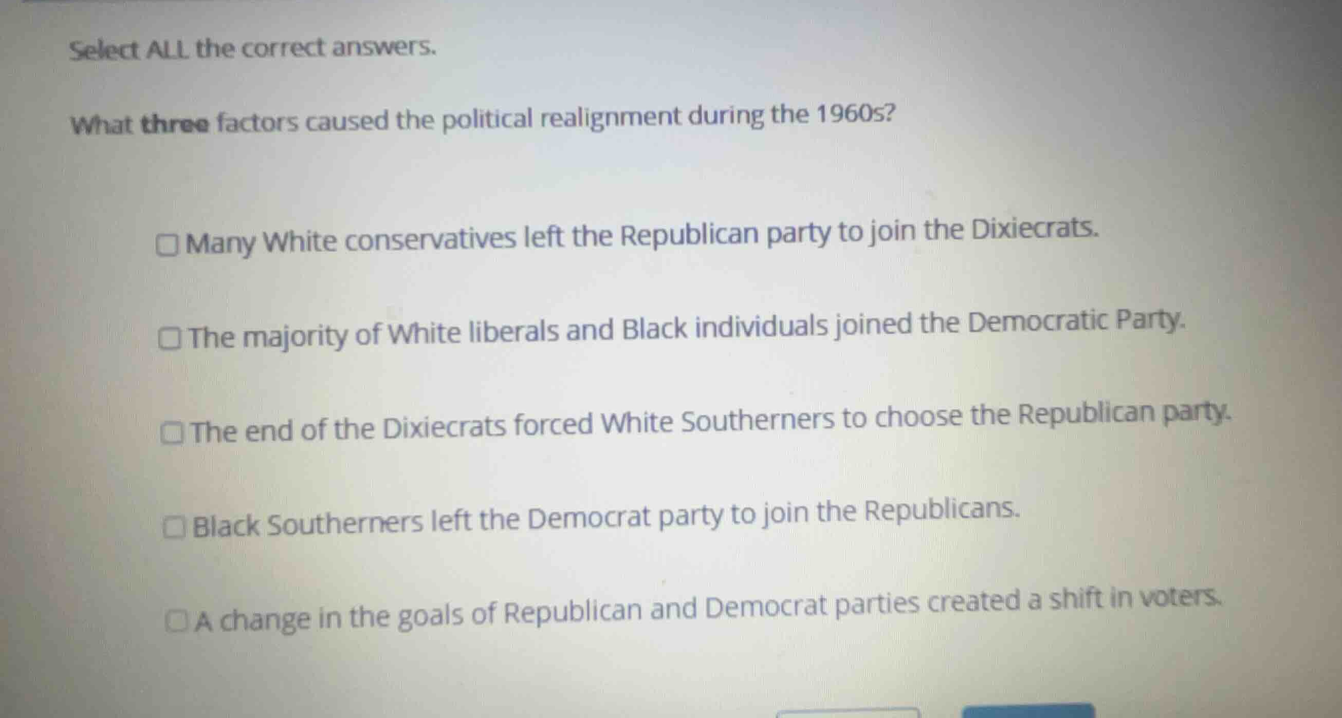 select all the correct answers. what three factors caused the political…