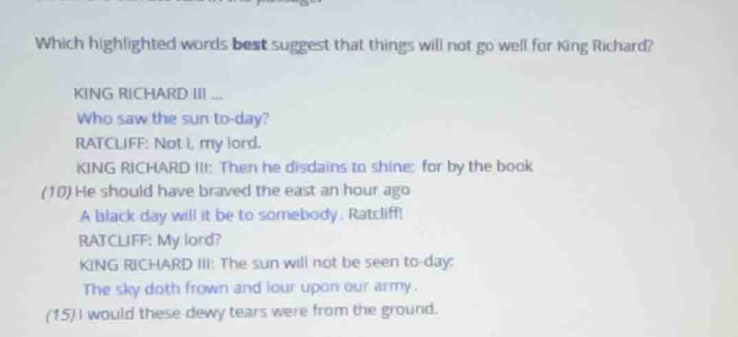 which highlighted words best suggest that things will not go well for k…
