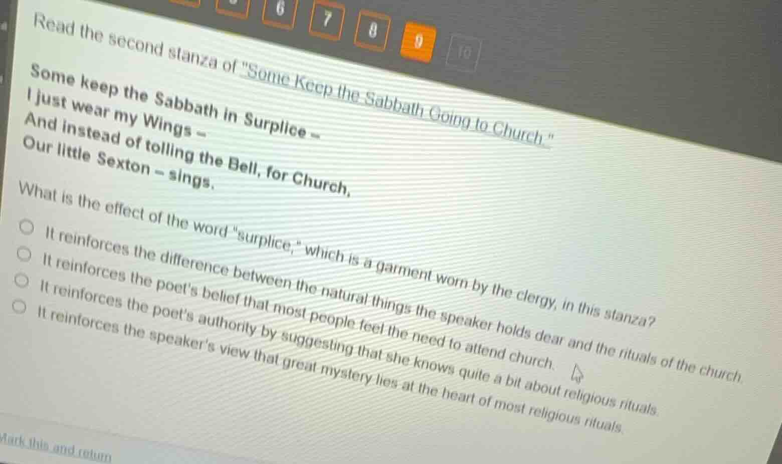 read the second stanza of \some keep the sabbath going to church.\ some…
