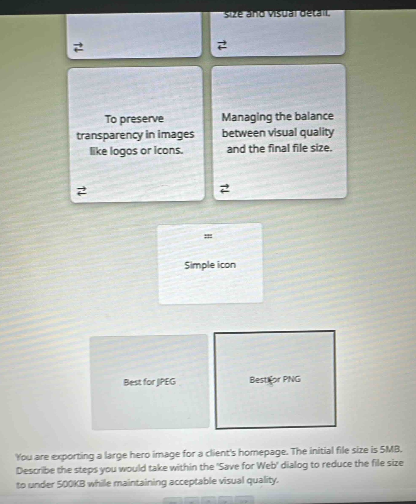 you are exporting a large hero image for a clients homepage. the initia…