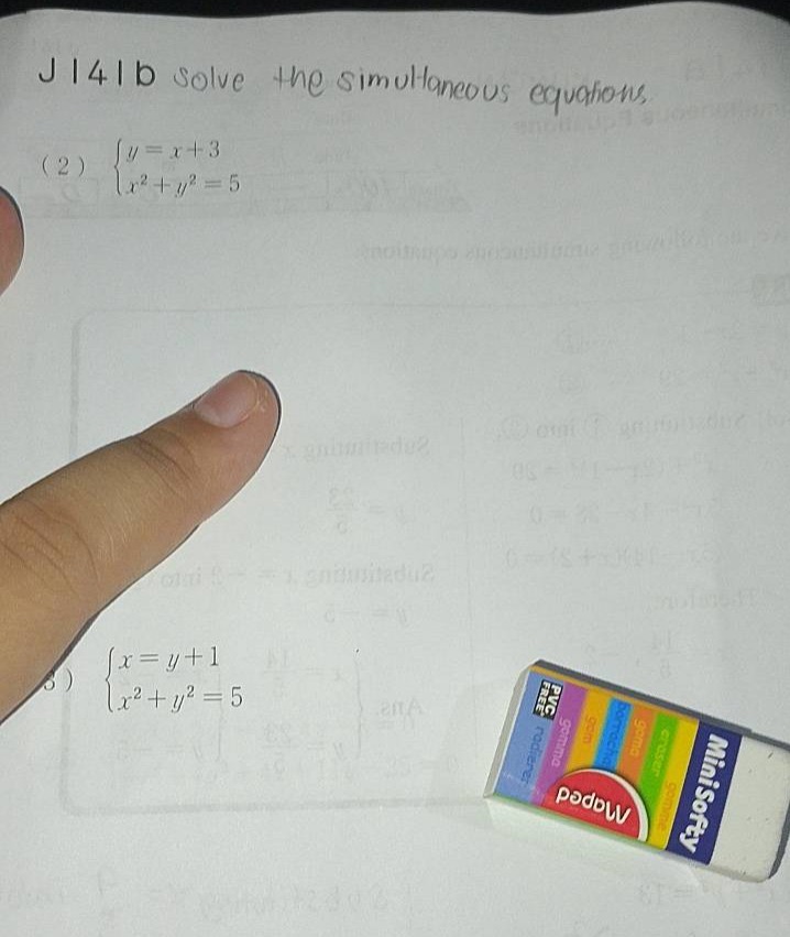 j141b solve the simultaneous equations (2) \\(\\begin{cases} y = x + 3 …