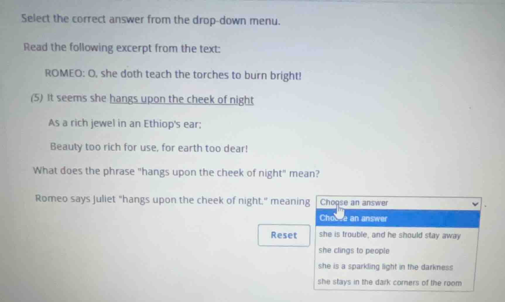 select the correct answer from the drop-down menu. read the following e…