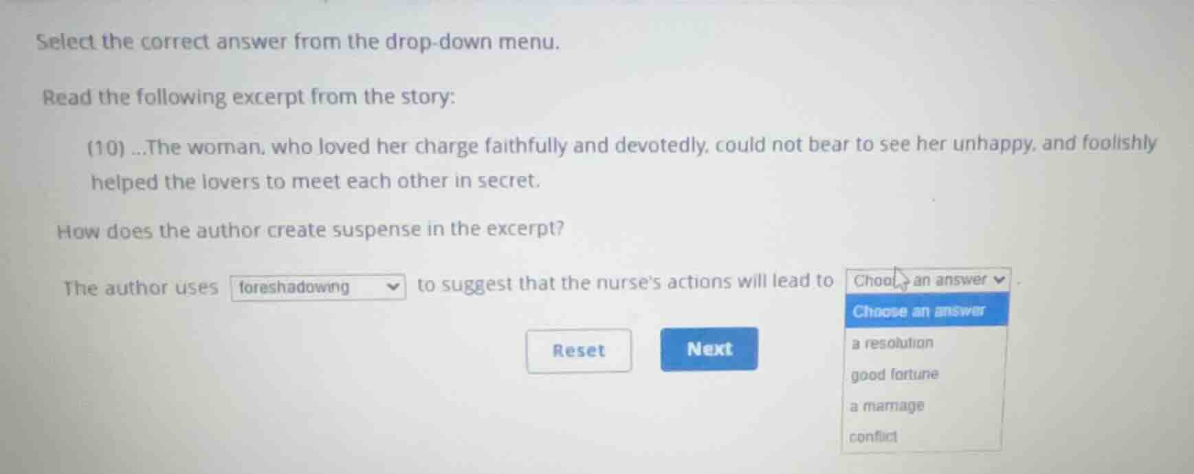 select the correct answer from the drop-down menu. read the following e…