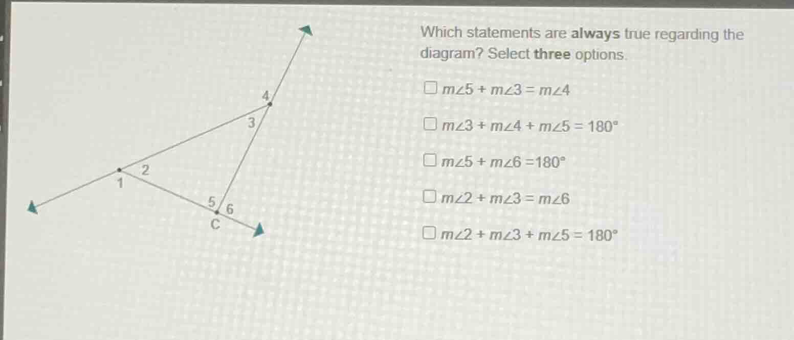 which statements are always true regarding the diagram? select three op…