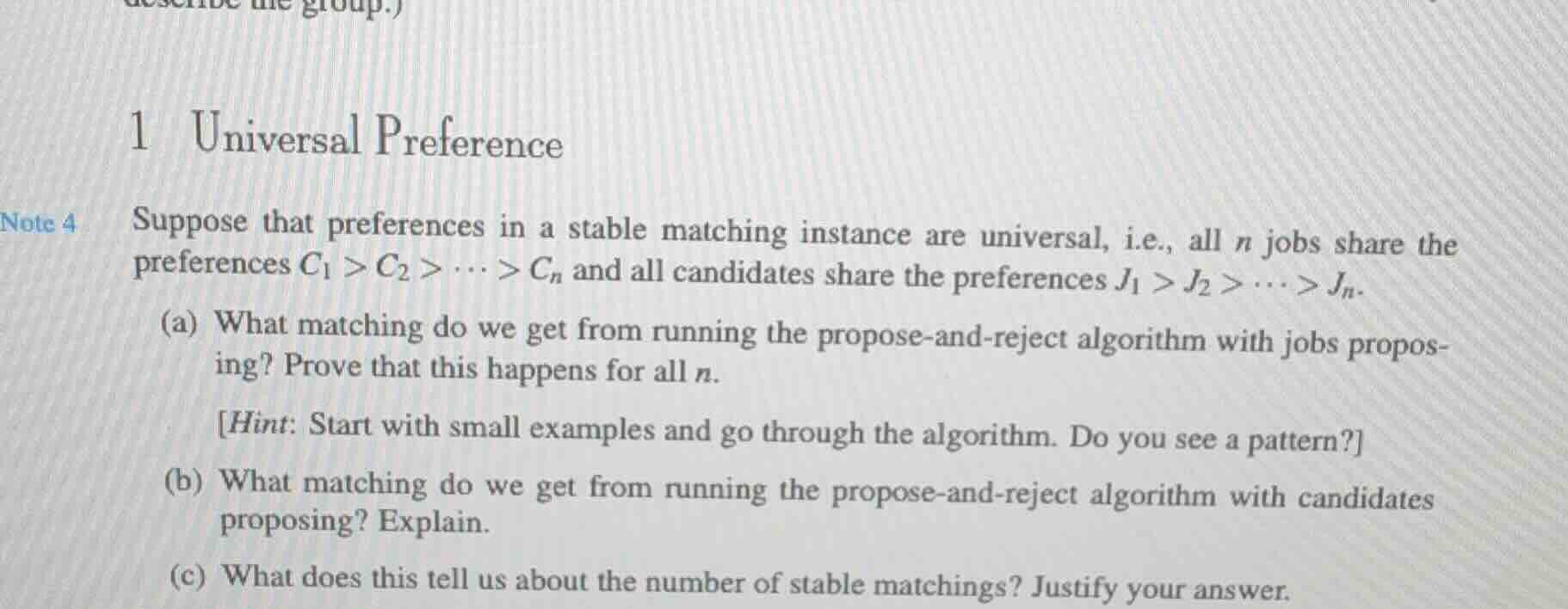 1 universal preference suppose that preferences in a stable matching in…