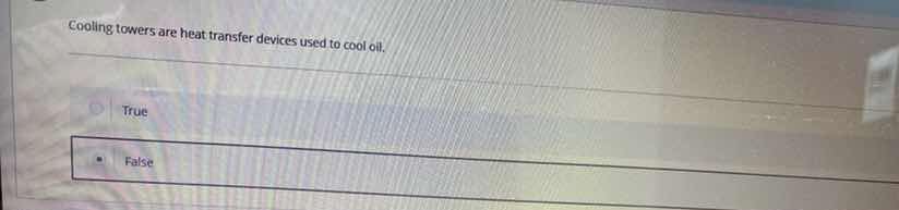 cooling towers are heat transfer devices used to cool oil. true false