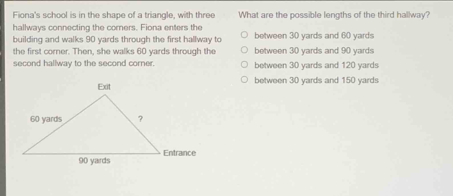 fionas school is in the shape of a triangle, with three hallways connec…