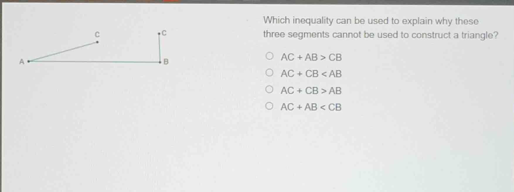 which inequality can be used to explain why these three segments cannot…