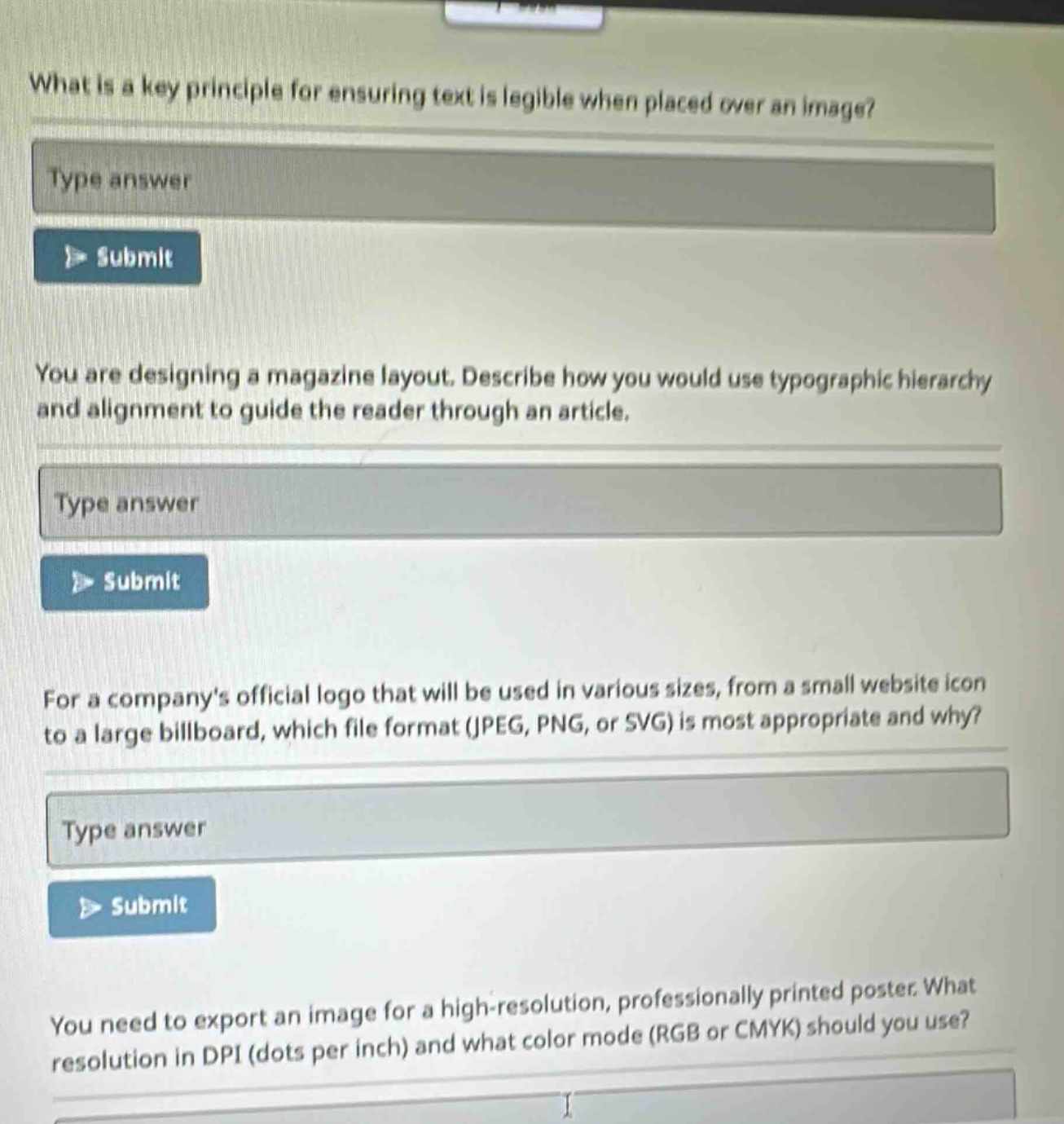 what is a key principle for ensuring text is legible when placed over a…