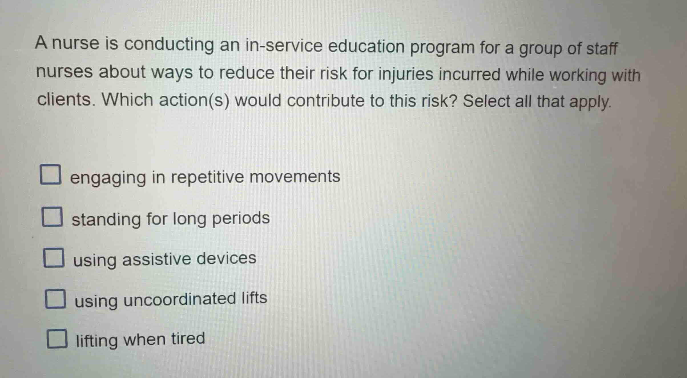 a nurse is conducting an in-service education program for a group of st…